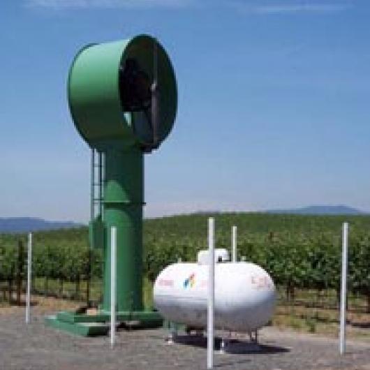 Wind machine, used for frost control in spring, reduces water use